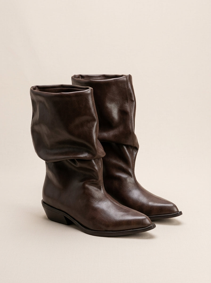 Brava Alessia Slouch Boots - Brown Leather