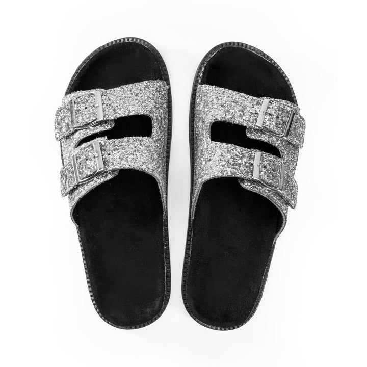 Women Silver Glittered Slipper