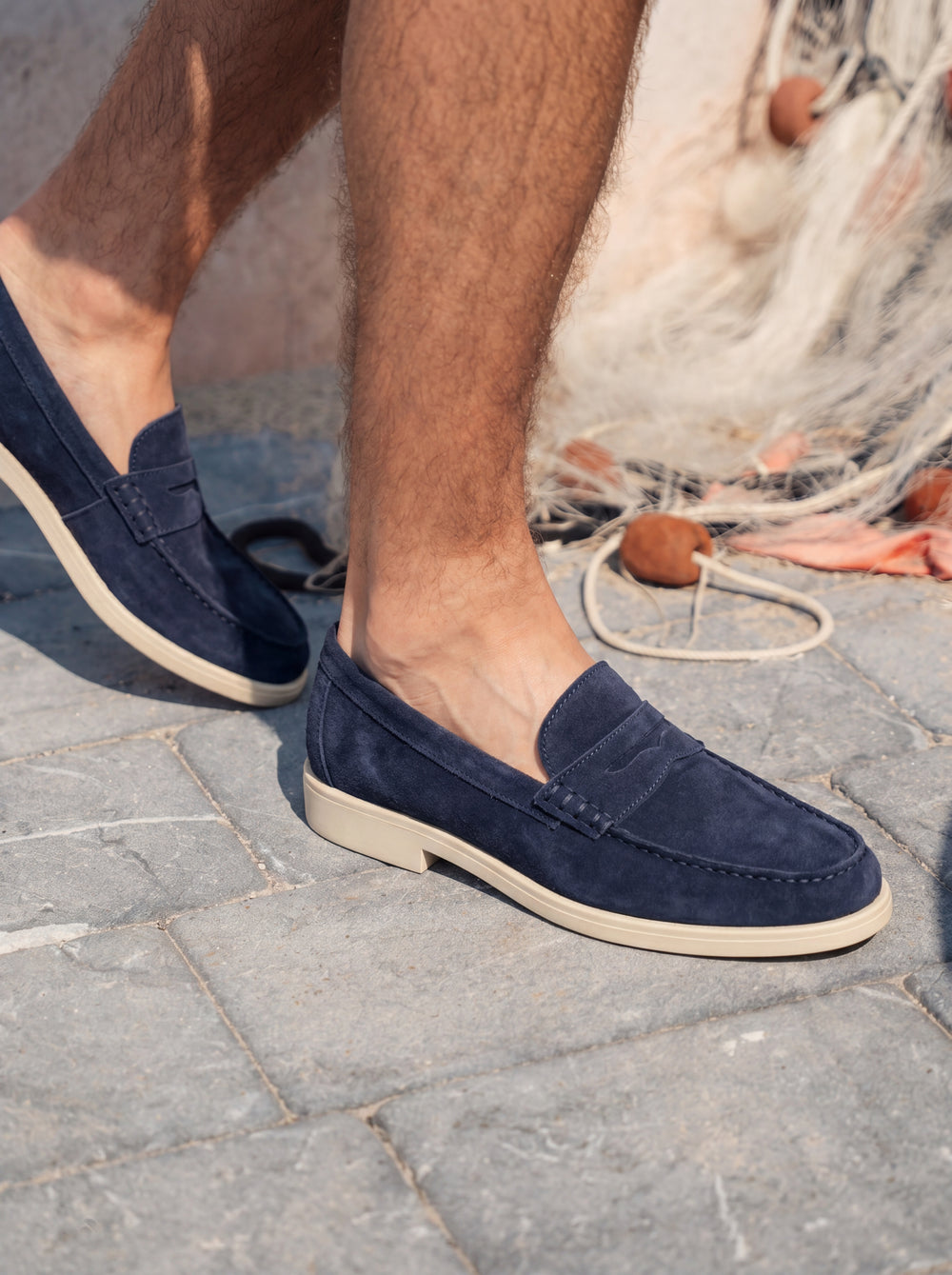 Brava Riviera Loafer Navy Suede — on-foot lifestyle