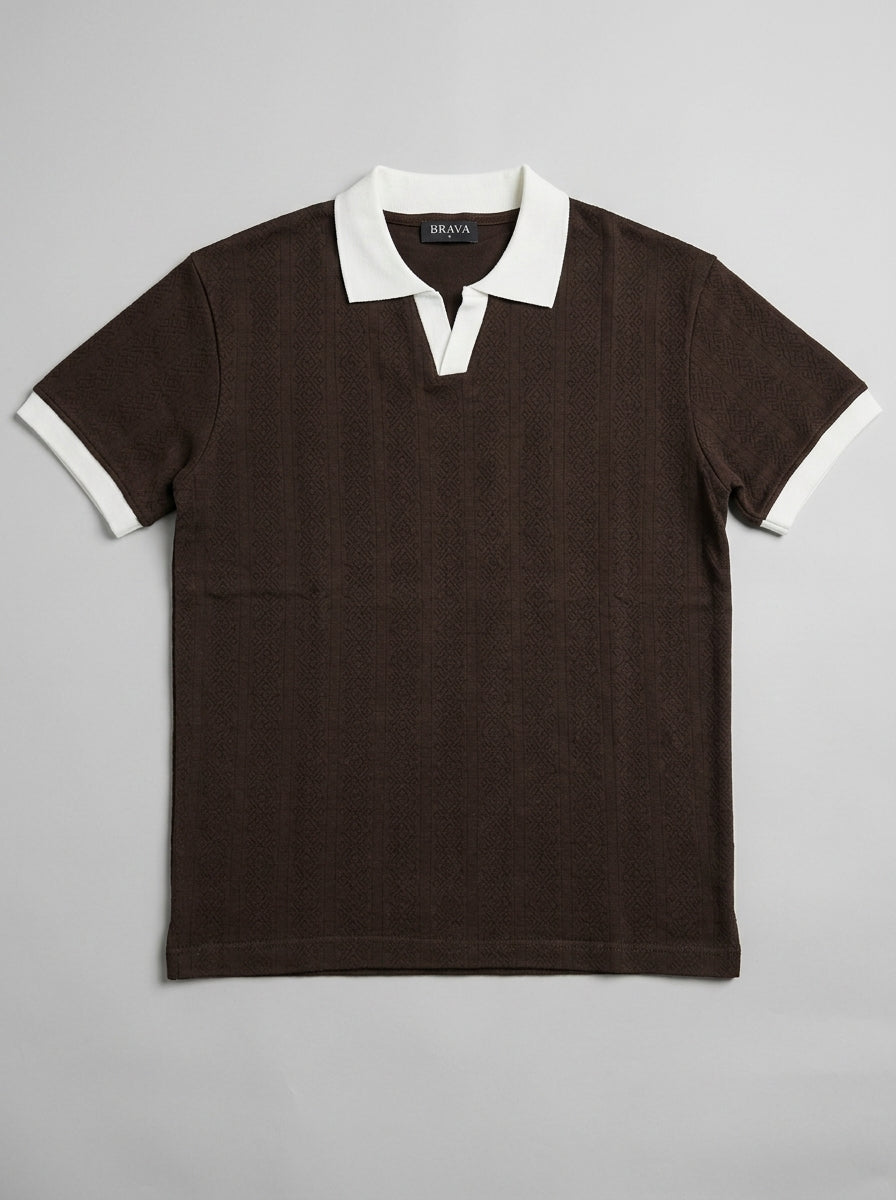 Brava Textured Polo- Brown