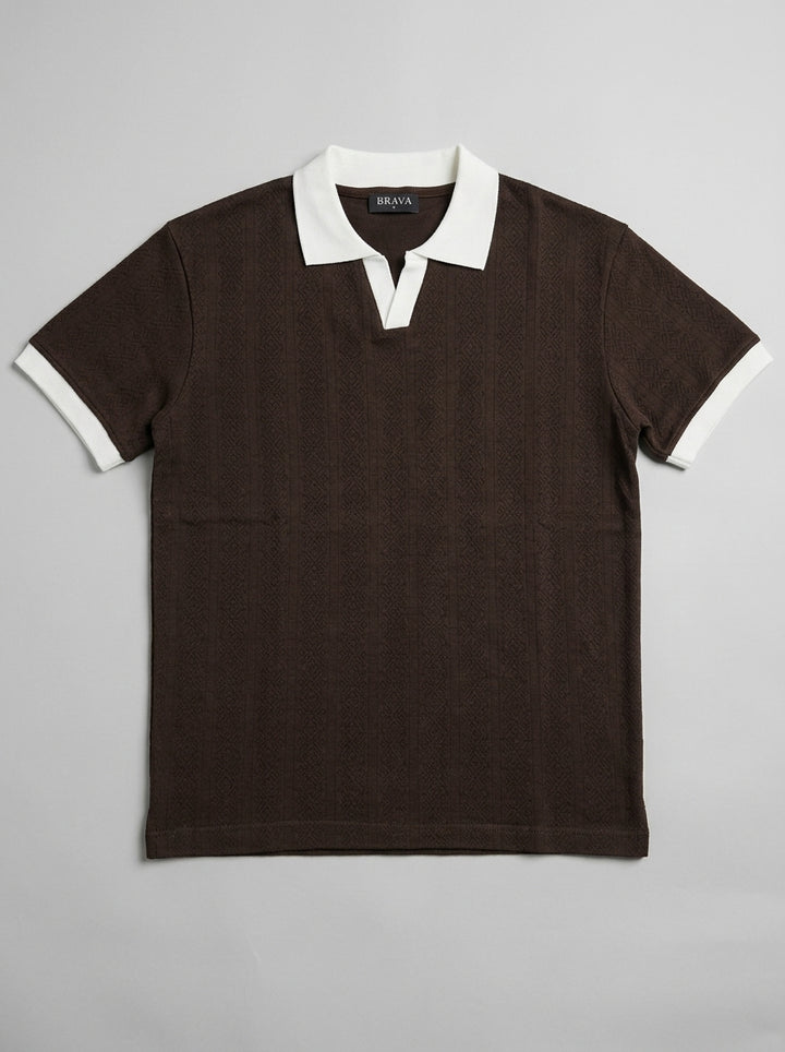 Brava Textured Polo- Brown