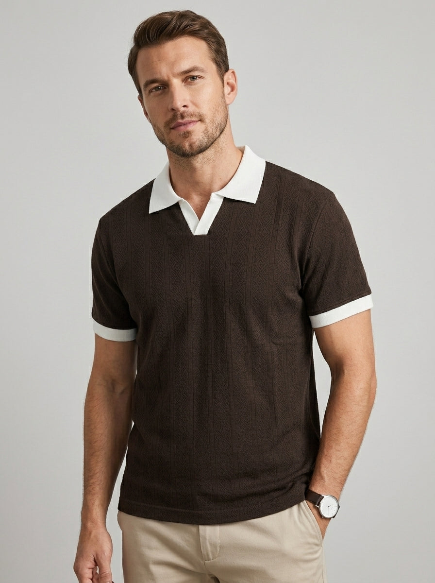 Brava Textured Polo- Brown