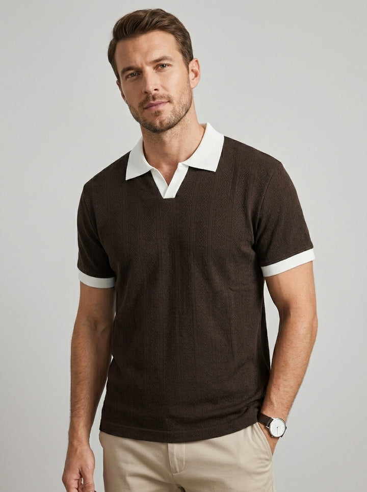 Brava Textured Polo- Brown